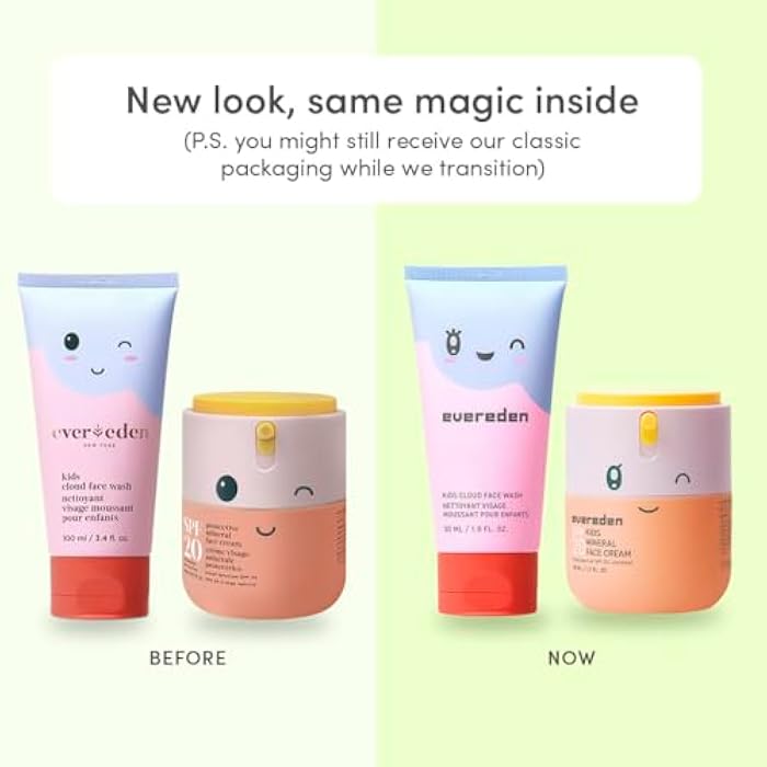 Evereden رباط رأس سبا للأطفال من هابي مورنينغ ديو للفتيات: مجموعة العناية بالبشرة النظيفة والنباتية | غسول وجه سحابي + كريم وجه معدني SPF 20 | غير سام | سهل الاستخدام للعناية بالبشرة - Image 2