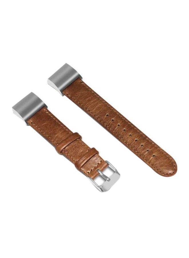 NIBEMINENT Fitbit Charge2 Watch Band Smart Bracelet Leather Wristband Strap Light Brown  - Image 1