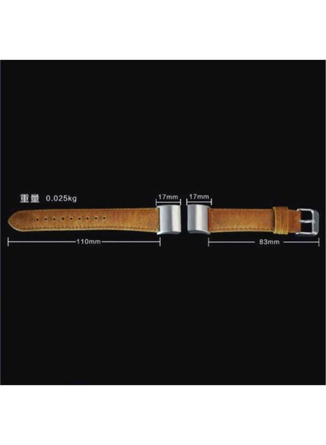 NIBEMINENT Fitbit Charge2 Watch Band Smart Bracelet Leather Wristband Strap Light Brown  - Image 4