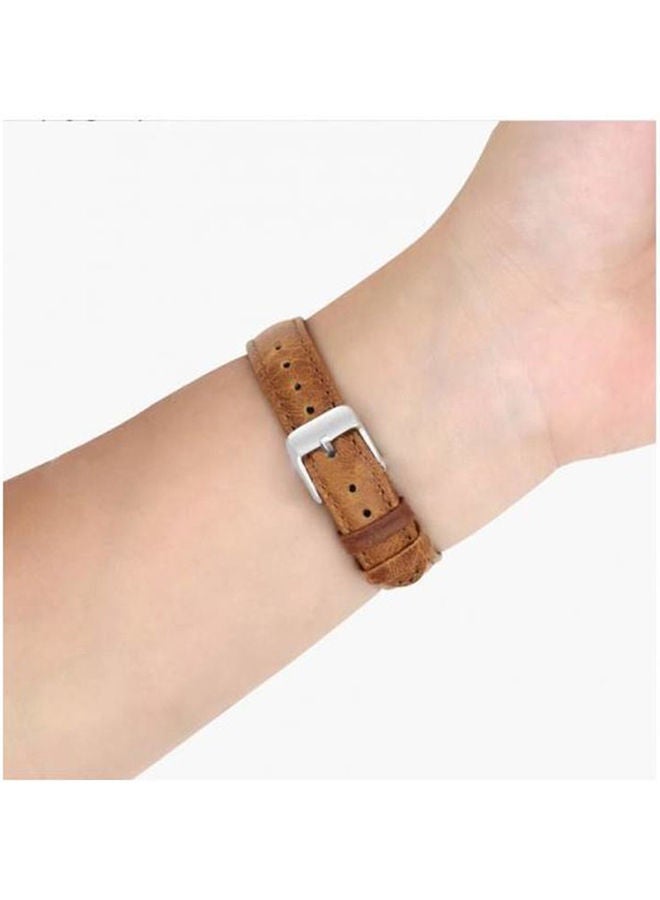 NIBEMINENT Fitbit Charge2 Watch Band Smart Bracelet Leather Wristband Strap Light Brown  - Image 3