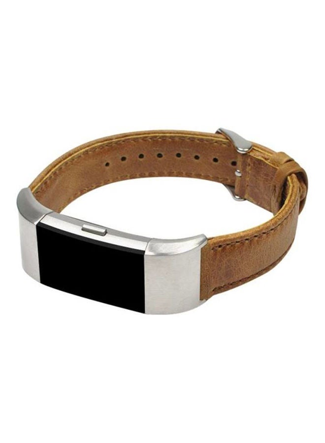 NIBEMINENT Fitbit Charge2 Watch Band Smart Bracelet Leather Wristband Strap Light Brown  - Image 2