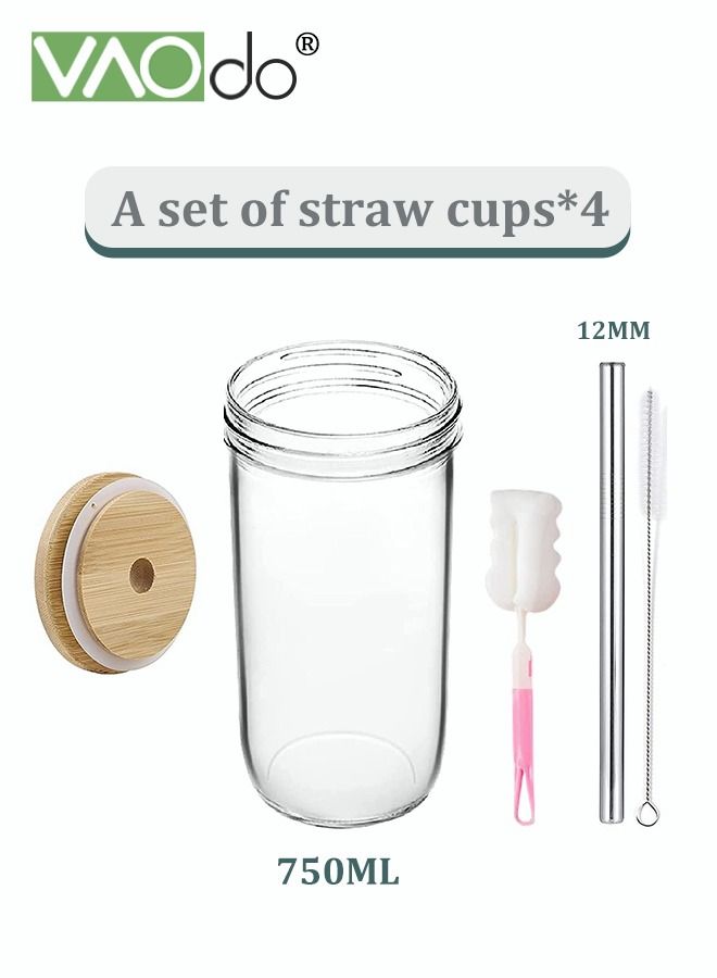 فاو دو 4 قطع زجاج مجموعة 750 ملليلتر سعة كبيرة  اكسسوارات التنظيف الحرة  ريوزابل شرب كأس  مناسبة ل فناجين ، الصودا  القهوة المثلجة  العصائر  الخ - Image 2