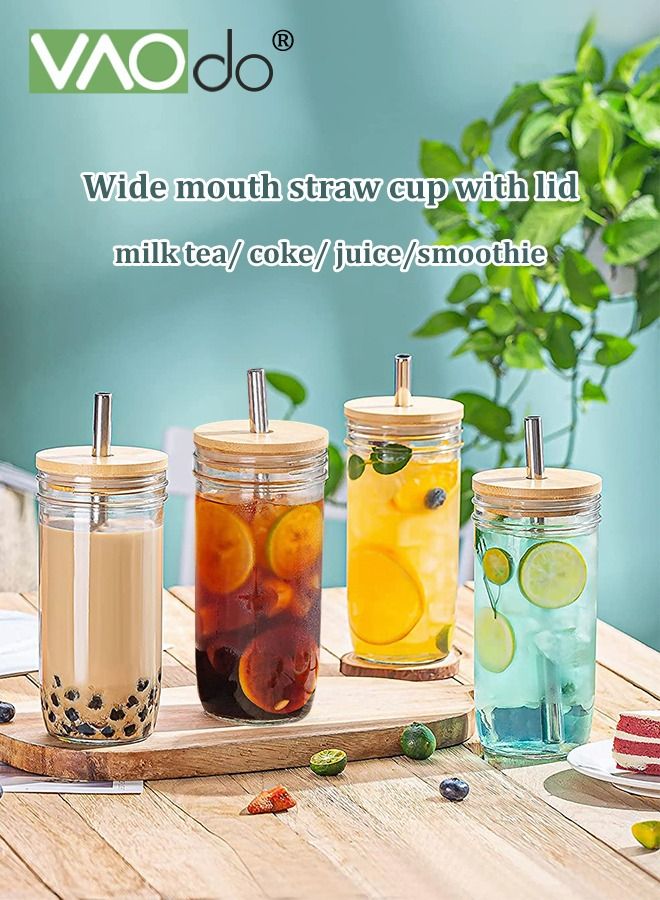 فاو دو 4 قطع زجاج مجموعة 750 ملليلتر سعة كبيرة  اكسسوارات التنظيف الحرة  ريوزابل شرب كأس  مناسبة ل فناجين ، الصودا  القهوة المثلجة  العصائر  الخ - Image 3