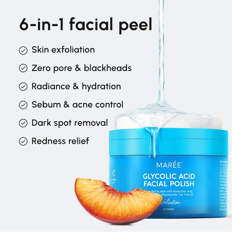 MAREE Glycolic Acid Polishes 2 PACK - Toner Polishes for Face Cleansing - Tea Tree Oil, Salicylic Acid & Vitamins E, B3, B5 - Facial Peel & Radiance Deep Cleaning Effect - Image 4