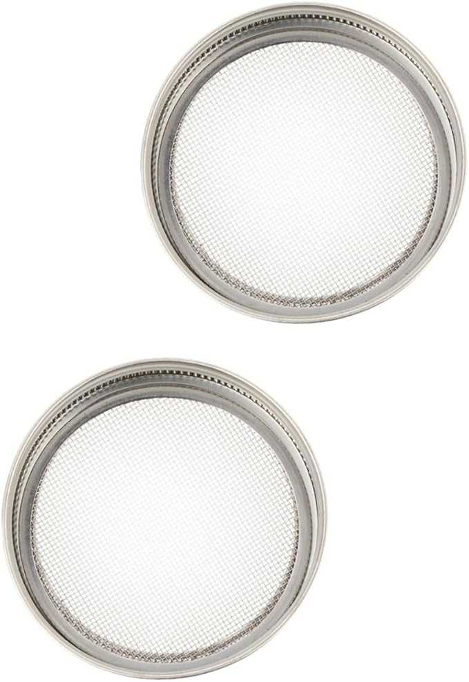 Stainless Steel Sprouting Jar Lids Strainer Screens For Microgreens Mason Jars Set Of 2 - Image 1