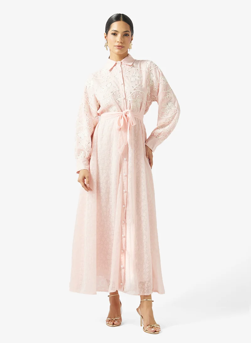 Embroidered A-line Dress