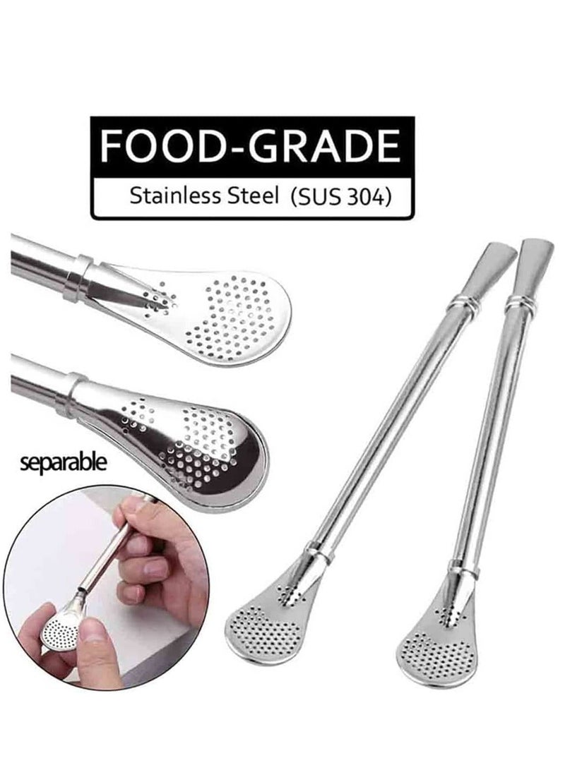 SYOSI Yerba Mate Tea Cup And Bombilla Straw Set 12oz double-wall Stainless Coffee Water Tea Cup Natural Mate Gourd Cup Kit For Yerba Mate Loose Leaf Drinking Easy to Clean - Image 5
