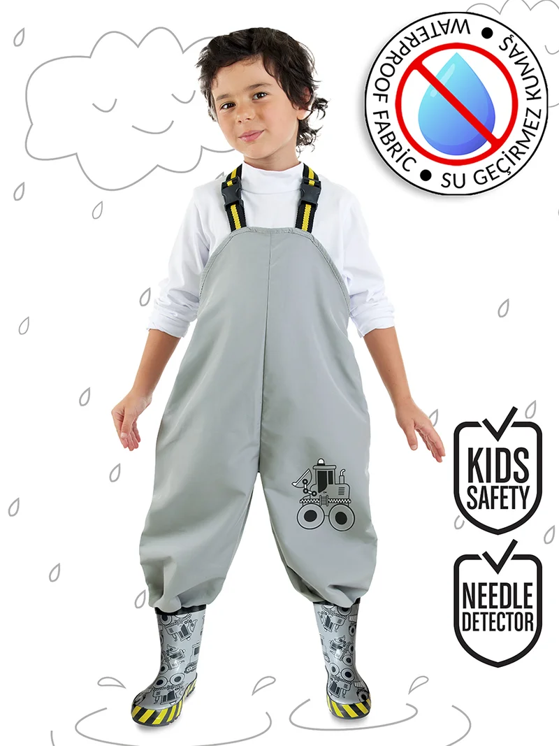 Denokids Vehicle Boy Grey Rain Overall