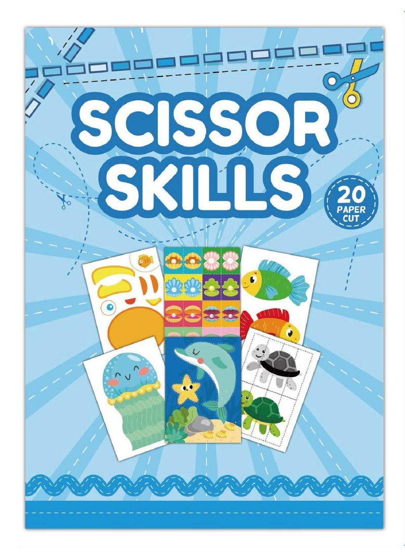 Capstro Ocean Paper Cut Activity Book – DIY Scissor Skills Workbook for Kids with Sea Animal Cutting Practice, Early Learning Craft Book for Fine Motor Development & Creative Play – Ocean - Image 1