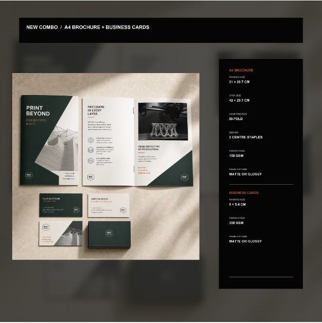 Combo Pack – Big size Brochures (50pcs) + Business Cards (100pcs) - Image 1