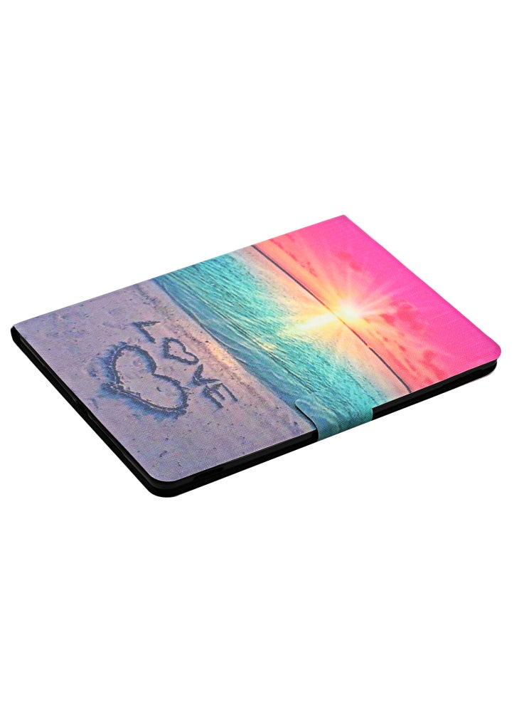 جراب جلدي مطبوع عليه نمط لهاتف Samsung Galaxy Tab A9 مع حامل بطاقات - لون شروق الشمس - Image 5