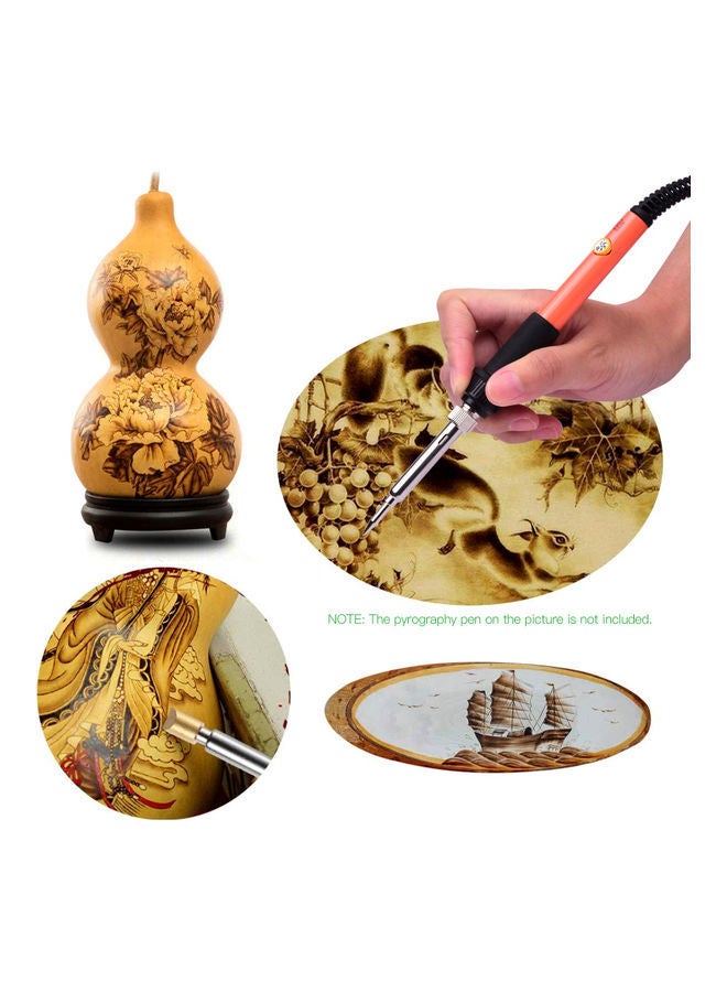 إسكدنيا مجموعة رؤوس لحرق الخشب مع ستنسل مكوّن من 30 قطعة ذهبي/ فضي/ أبيض - Image 2