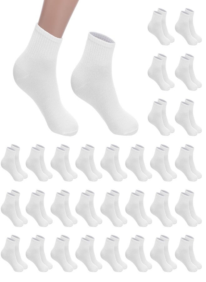 YQQYG جوارب نسائية بيضاء متوسطة الطول من القطن، 30 زوجًا، مصنوعة من القطن المسامي، مناسبة للجري والمشي لمسافات طويلة، وللأحذية الطويلة والأحذية الرياضية. - Image 1