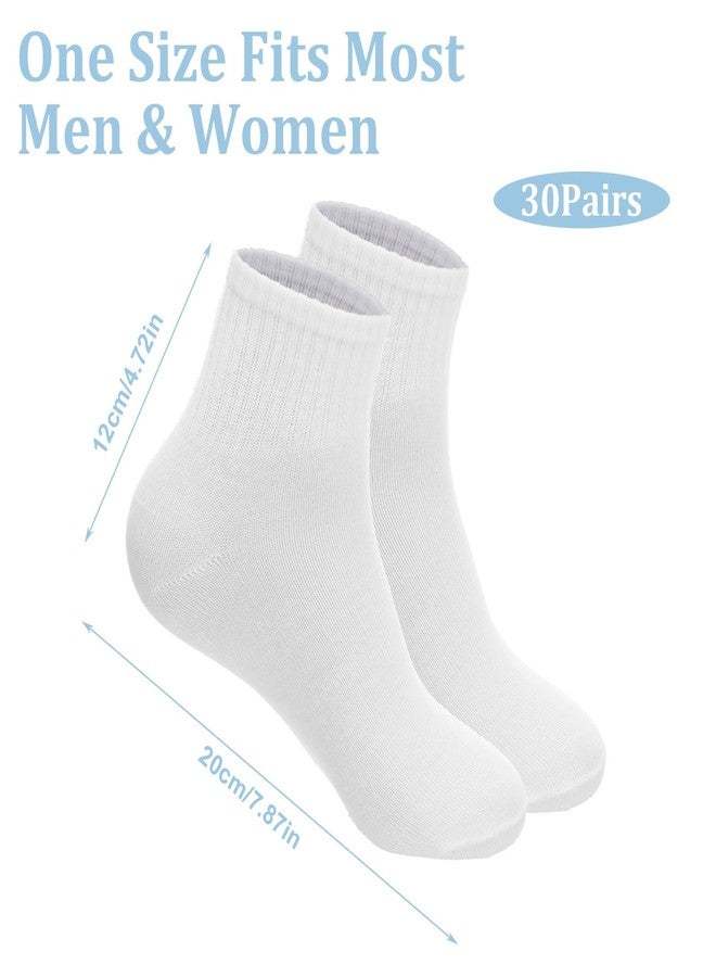 YQQYG جوارب نسائية بيضاء متوسطة الطول من القطن، 30 زوجًا، مصنوعة من القطن المسامي، مناسبة للجري والمشي لمسافات طويلة، وللأحذية الطويلة والأحذية الرياضية. - Image 2