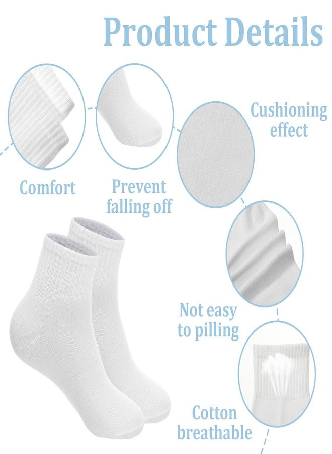 YQQYG جوارب نسائية بيضاء متوسطة الطول من القطن، 30 زوجًا، مصنوعة من القطن المسامي، مناسبة للجري والمشي لمسافات طويلة، وللأحذية الطويلة والأحذية الرياضية. - Image 3