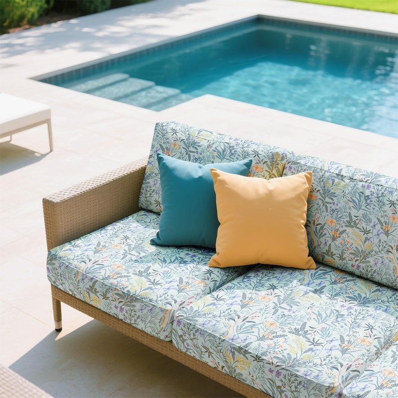 pickyNproud 8Pcs Patio Cushion Covers Stretch Outdoor Couch Cushions Slipcovers Replacement Washable Furniture Protector with Elastic Bottom Sofa Chair Seat Cover, Light Cyan - Image 4