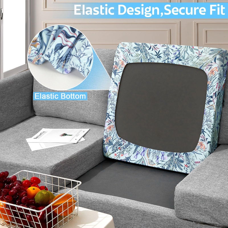 pickyNproud 8Pcs Patio Cushion Covers Stretch Outdoor Couch Cushions Slipcovers Replacement Washable Furniture Protector with Elastic Bottom Sofa Chair Seat Cover, Light Cyan - Image 3