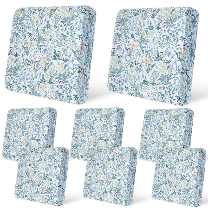 pickyNproud 8Pcs Patio Cushion Covers Stretch Outdoor Couch Cushions Slipcovers Replacement Washable Furniture Protector with Elastic Bottom Sofa Chair Seat Cover, Light Cyan - Image 1