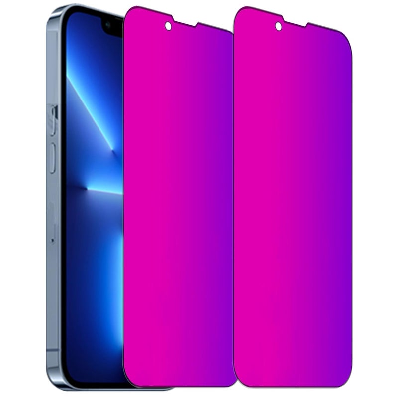 BWEDXEZ 2PCS Anti-Blue Privacy Tempered Glass Mirror Anti-Spy Screen Protector Anti-Peeping Film Compatible with iPhone 13 Pro Max - Image 1
