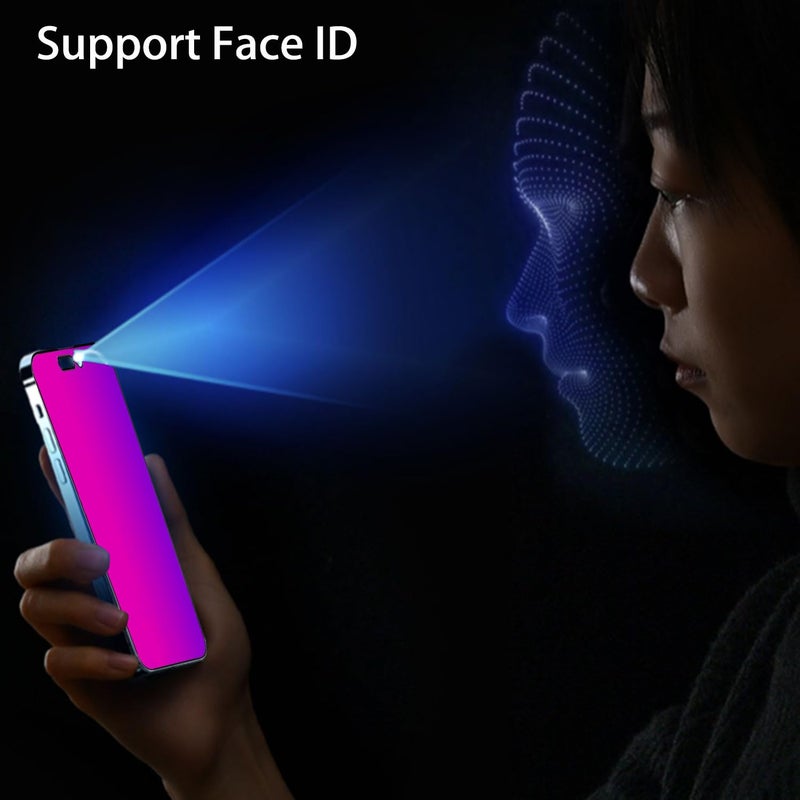 BWEDXEZ 2PCS Anti-Blue Privacy Tempered Glass Mirror Anti-Spy Screen Protector Anti-Peeping Film Compatible with iPhone 13 Pro Max - Image 4