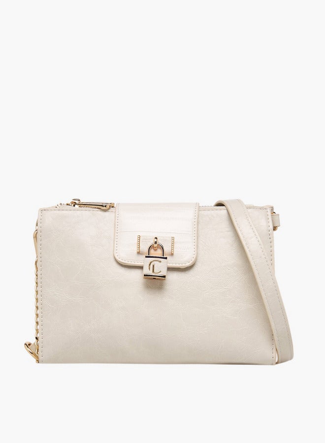 لو كونفورت حقيبة كروس بودي نسائية بنقوش مع حزام قابل للفصل وإغلاق بسحاب - Image 1