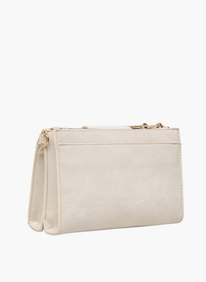 لو كونفورت حقيبة كروس بودي نسائية بنقوش مع حزام قابل للفصل وإغلاق بسحاب - Image 4