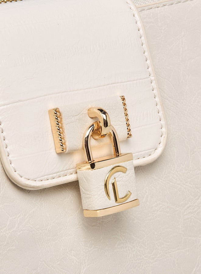 لو كونفورت حقيبة كروس بودي نسائية بنقوش مع حزام قابل للفصل وإغلاق بسحاب - Image 5