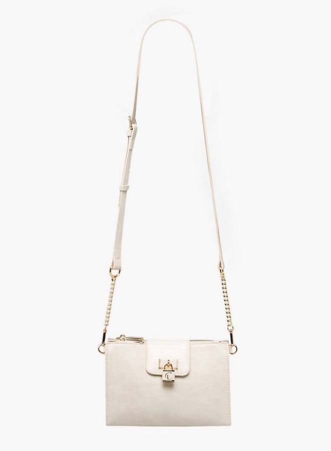 لو كونفورت حقيبة كروس بودي نسائية بنقوش مع حزام قابل للفصل وإغلاق بسحاب - Image 3