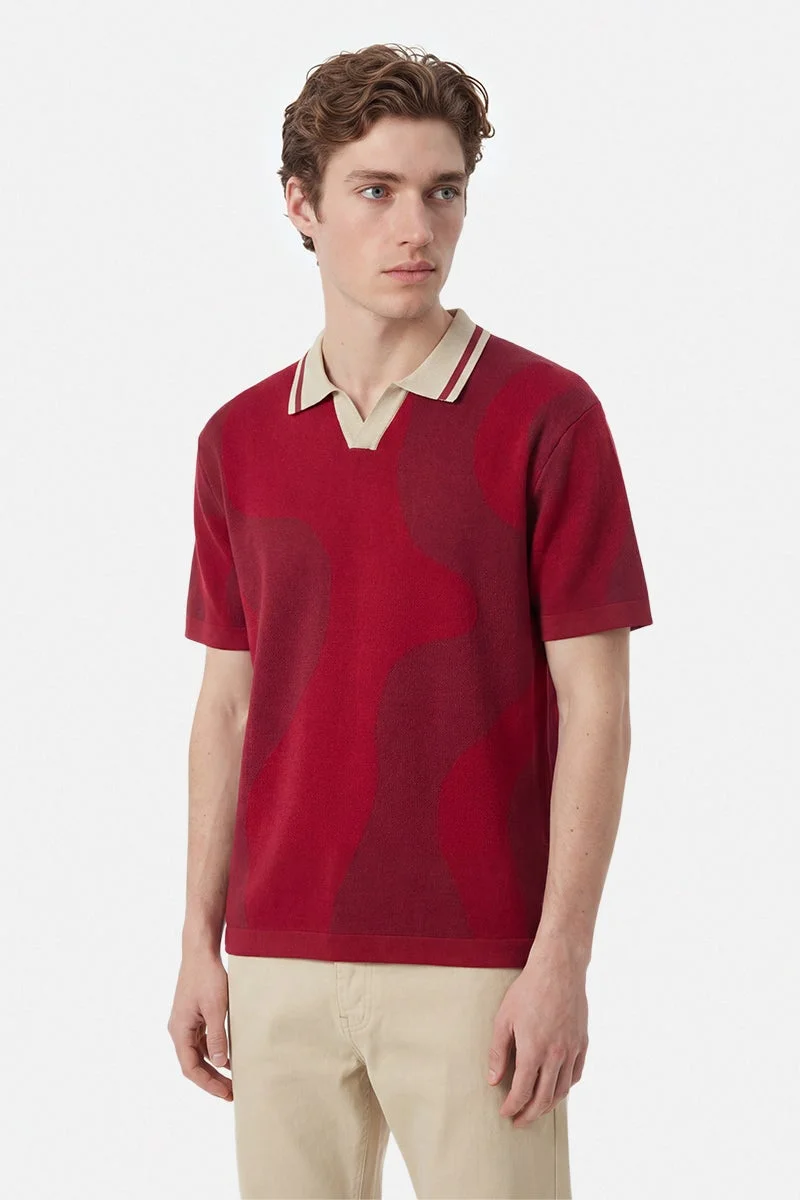 سنيتش Red Abstract Half Sleeve Oversized Casual T-Shirt