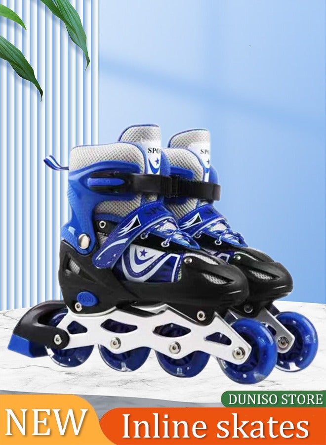 DUNISO زلاجات أطفال على العجلات، أحذية رولر خارجية وداخلية، بحجم قابل للتعديل، مع عجلات مضيئة LED، مناسبة للأولاد والبنات من عمر 3 إلى 7 سنوات (S، مناسبة للأحجام 30 إلى 34) - Image 3