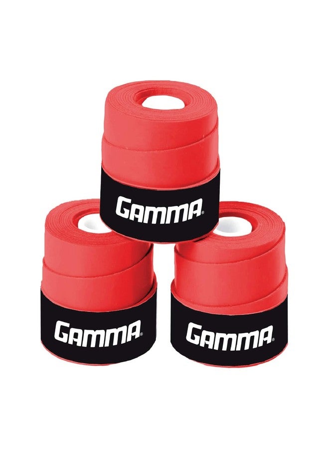 Gamma Sports Supreme Tac Baseball Bat Grip Wrap (3 Pack) – Tacky, Absorbent, Non-Slip, Easy to Apply – Great for Any Size Handle, Aluminum or Wood Bat, Red - Image 1