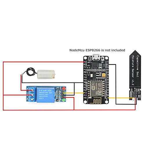 WayinTop Automatic Irrigation DIY Kit Self Watering System with Capacitive Soil Moisture Sensor 1 Channel 5V Relay Module and Water Pump + 1M Vinyl Tubing for Garden Plant Flower Herb Potted - Image 4