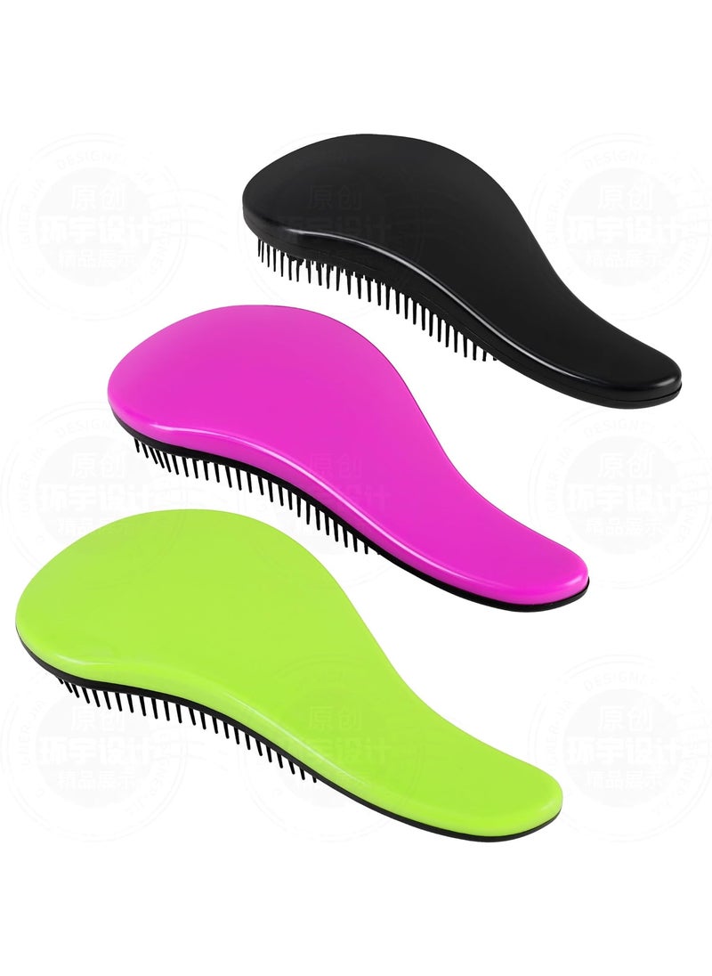 79STYLE 79STYLE 3pcs Detangler Brush Tangle Free Hair Brushes For Kids Knot Free No Pain Detangling Kids Hair Brush Combs For Women Curly Fine Hair (Size 7.4 Inch -Green) 