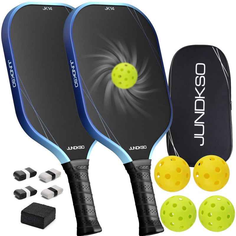 JUNDKSO Pickleball Paddles Set of 2 - Graphite Carbon Fiber Pickle Ball Paddle Composite -USAPA Approved Pro Pickle Racket -14mm Lightweight PP Honeycomb Core -Men's and Women's Outdoor Game Gift Set/Blue - Image 1