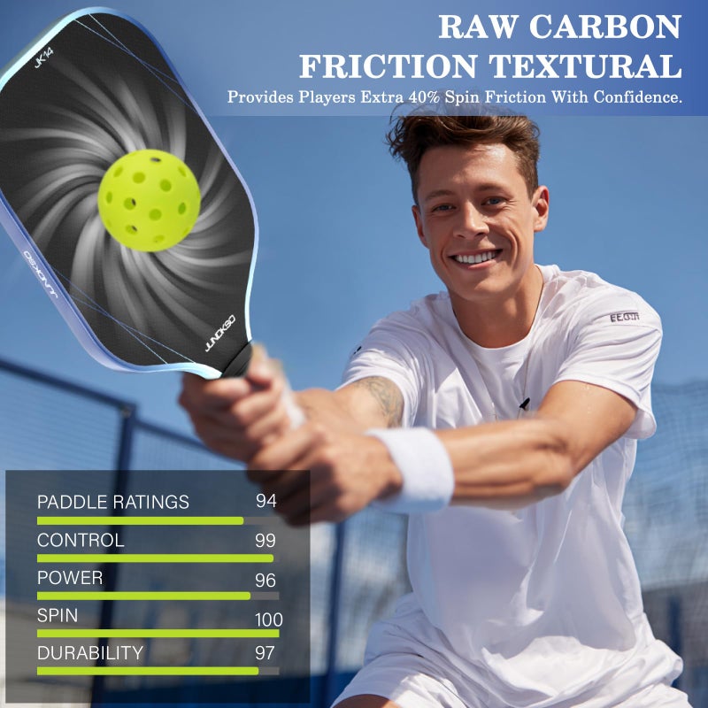 JUNDKSO Pickleball Paddles Set of 2 - Graphite Carbon Fiber Pickle Ball Paddle Composite -USAPA Approved Pro Pickle Racket -14mm Lightweight PP Honeycomb Core -Men's and Women's Outdoor Game Gift Set/Blue - Image 3