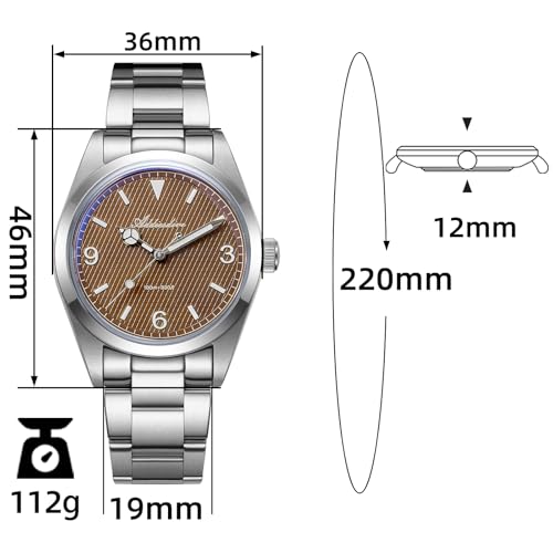 ADDIESDIVE Brown Mens Dress Watches Waffle Dial 100 M Water Resistance VH Sweep Second Quartz Movement Luminous Casual Business Analog Unisex Watch - Image 2