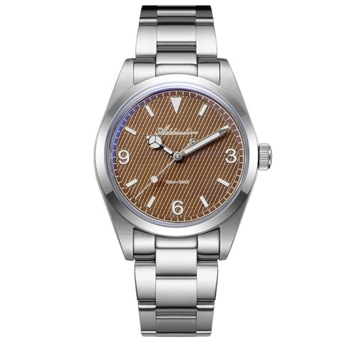 ADDIESDIVE Brown Mens Dress Watches Waffle Dial 100 M Water Resistance VH Sweep Second Quartz Movement Luminous Casual Business Analog Unisex Watch - Image 1