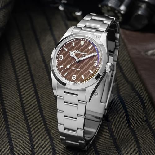 ADDIESDIVE Brown Mens Dress Watches Waffle Dial 100 M Water Resistance VH Sweep Second Quartz Movement Luminous Casual Business Analog Unisex Watch - Image 4