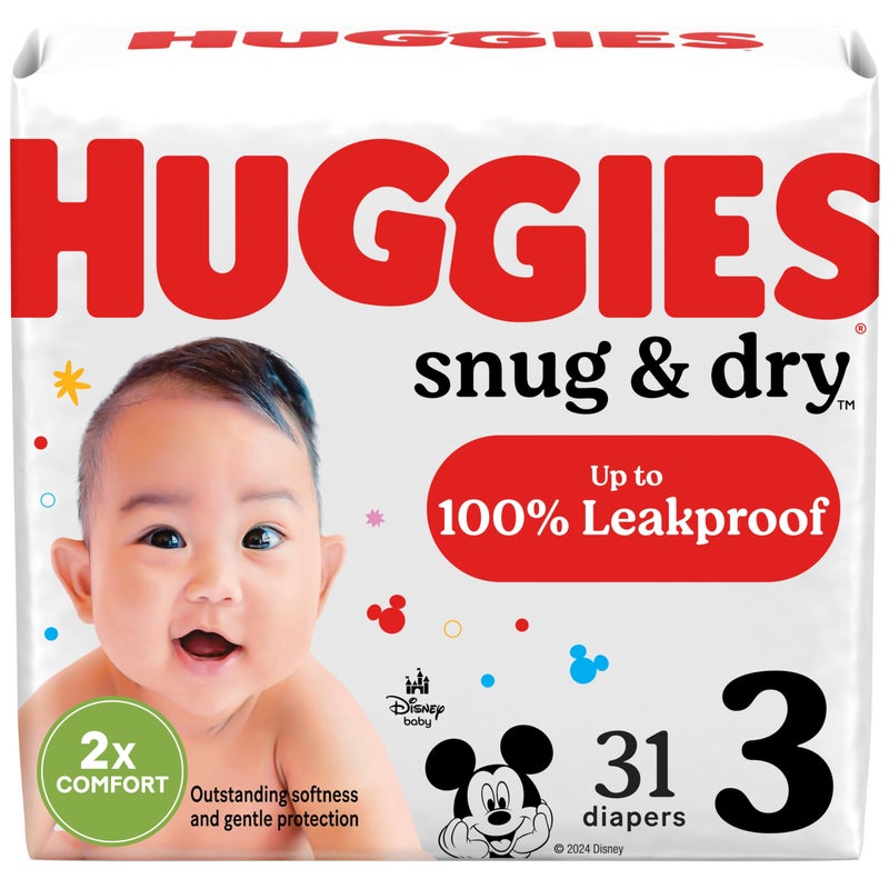 Huggies Snug & Dry Baby Diapers, Size 3 (16-28 lbs), 31 Ct - Image 1
