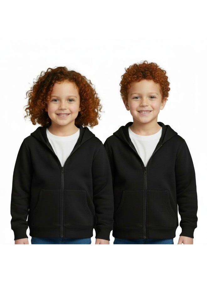 Baby Co. Black Zip up Hoodie Sports Jacket for Boys & Girls - Image 1