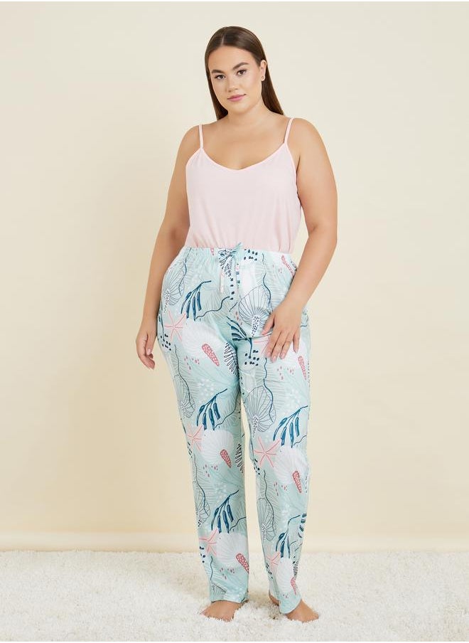 Styli - Plus Solid Cami & Tropical Pyjama Set - Image 1