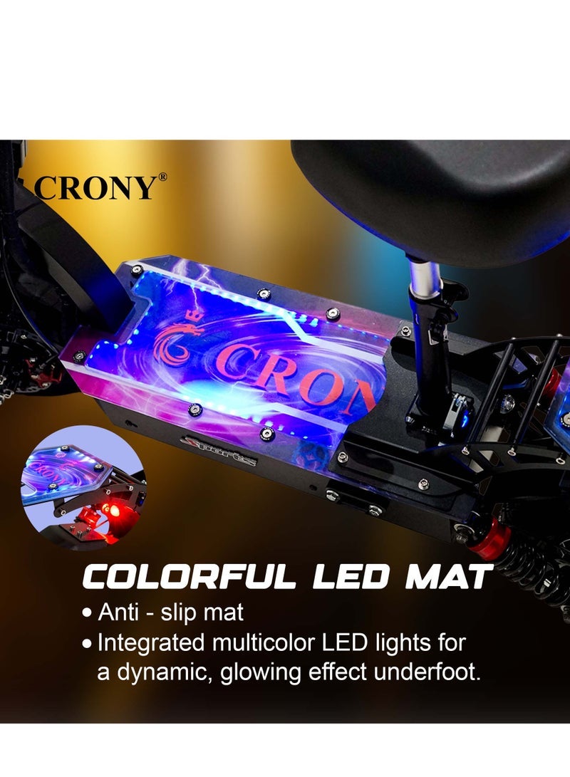 Crony Dk-11 2800w×2 Motor E-Scooter For Adults Up To 95Kilo/H High-Speed ,60v/13ah Battery, Off-Road10” Tires, 200kg Load, Dual Disc Brakes, Front & Rear Suspension, Triple Led Lights, Big Lcd, Usb, Bluetooth Speaker – City Commuter Skateboard, Shock-Absorbing Tires, Safety-Certified E-Bike, Foldable Aluminum Frame Heavy Duty Urban Mobility Electric Scooter - Image 5