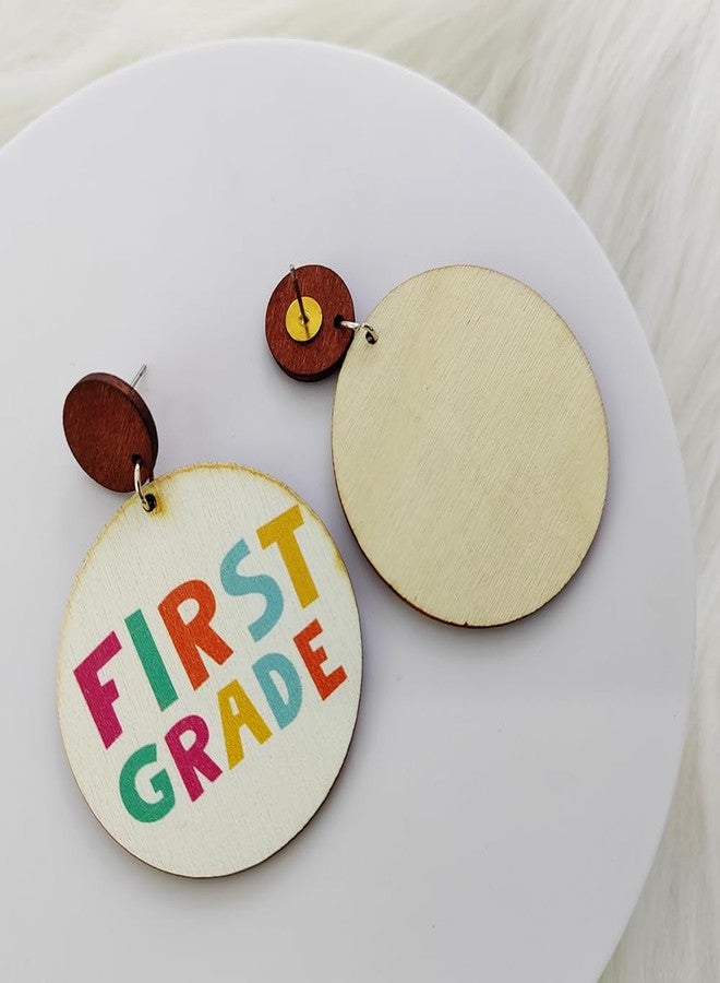 Blue Drop Cute Teacher Wooden Stud Earrings First Grade Welcome Back to School Earrings Teacher Appreciation Jewelry Gifts - Image 4