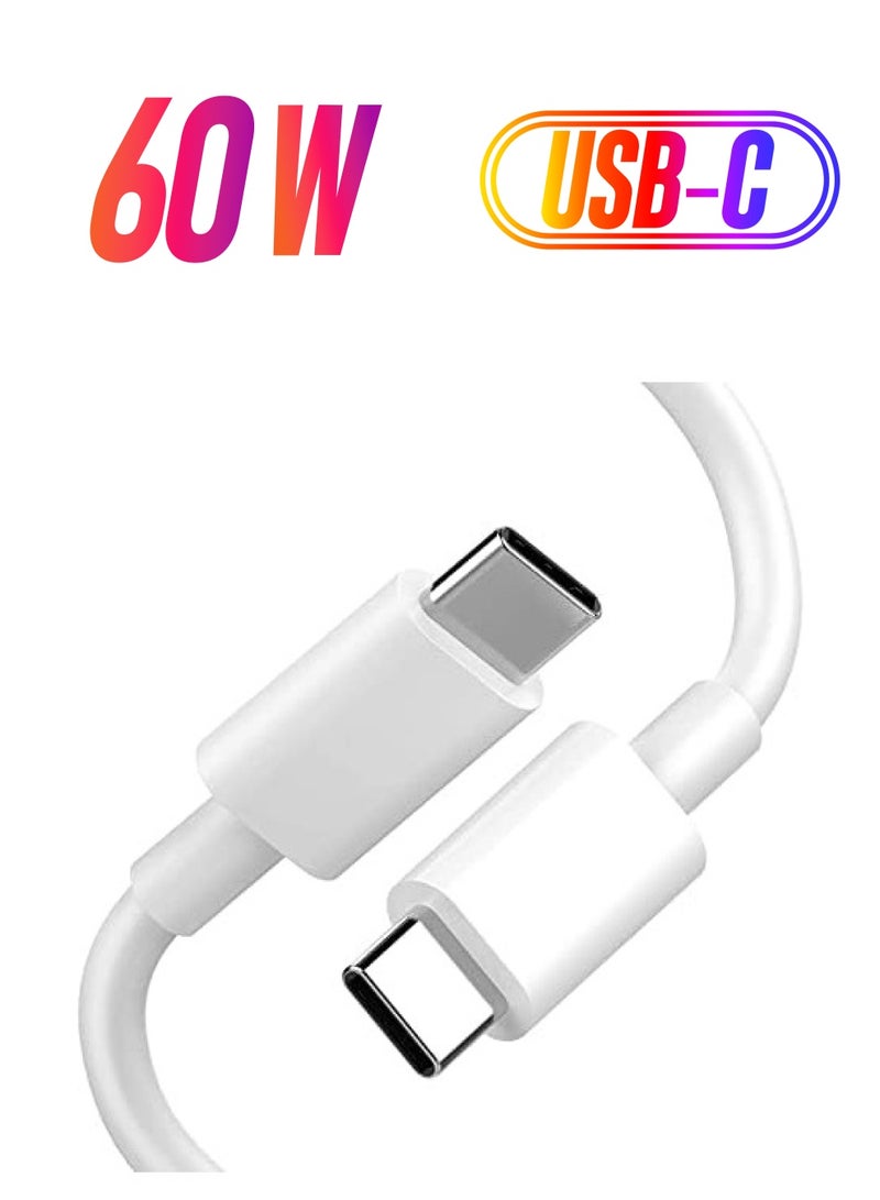 erorex USB C to USB C Cable Fast Charging, 60w 1m USB Type C Cable Compatible with MacBook Pro, iPad Mini 6, iPad Air 4, Galaxy S21, Pixel, LG, Switch, All PD USB C Charger (white 60W) - Image 1