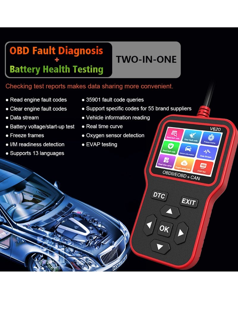 2.8-inch Large Color Screen Handheld Multifunctional Car Diagnostic Device Code Reading Card - Image 4