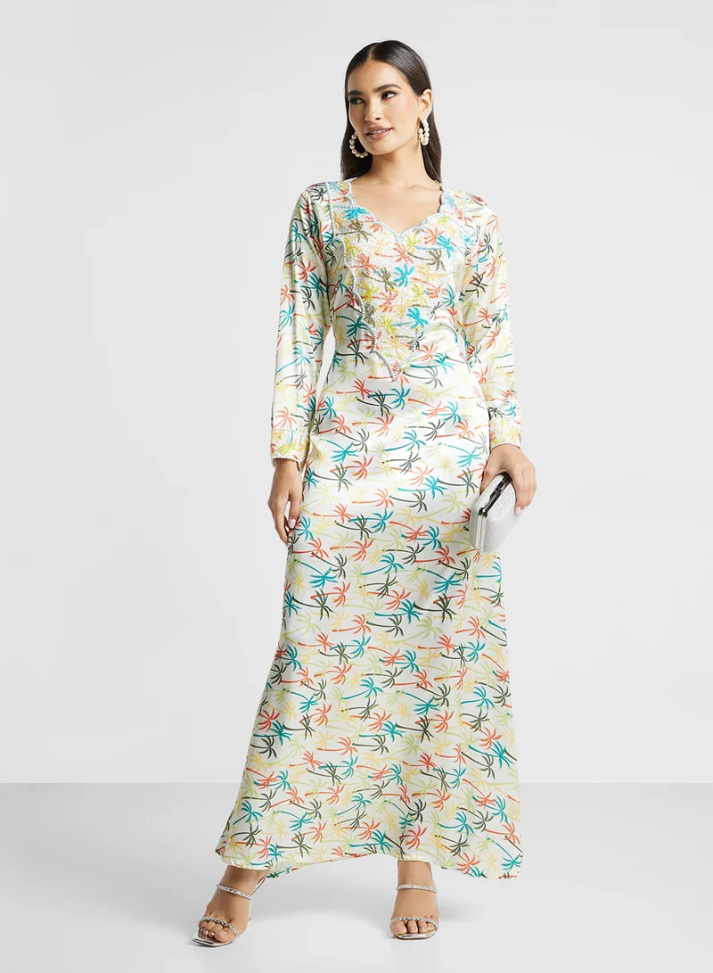 ارابيان كلوزيت Embellished Belted Jalabiya