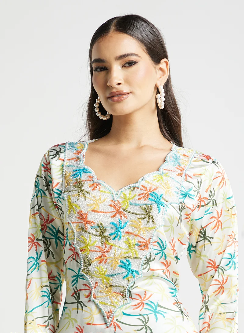 ارابيان كلوزيت Embellished Belted Jalabiya