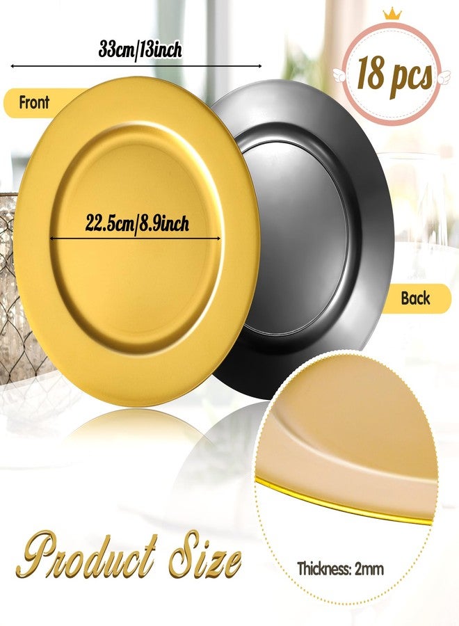 Hoemwarm 18 Pcs Golden Charger Plates Bulk 13 Inch Plastic Gold Plates Dinner Round Tray Charger Tableware Dish for Table Setting Wedding Holidays Party Decor - Image 3