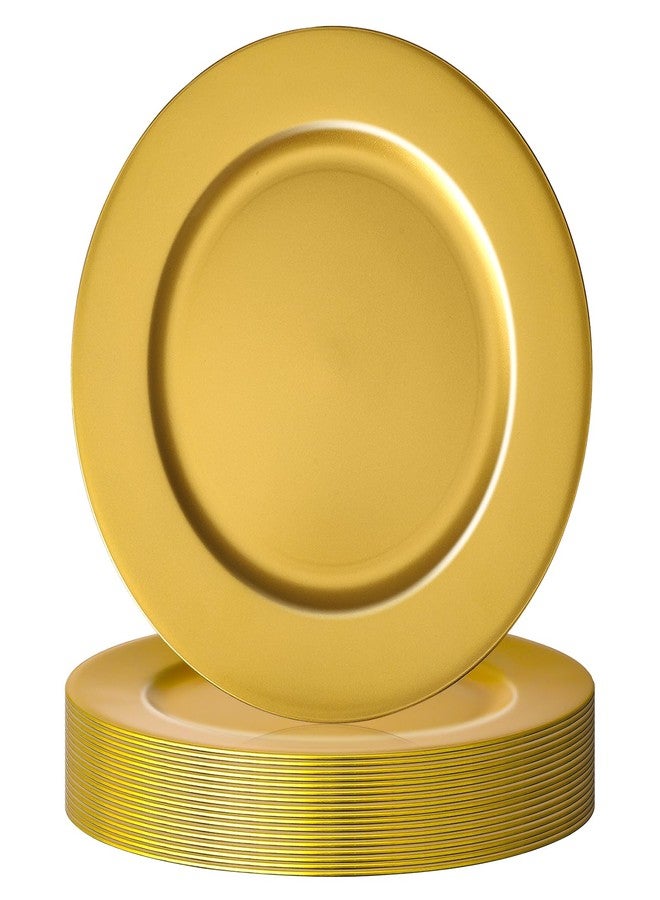 Hoemwarm 18 Pcs Golden Charger Plates Bulk 13 Inch Plastic Gold Plates Dinner Round Tray Charger Tableware Dish for Table Setting Wedding Holidays Party Decor - Image 1