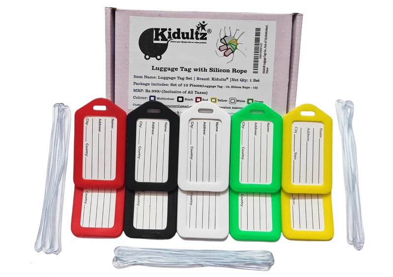 Kidultz (Pack of 12) Luggage Tags, Smart Tags for Travel suitcases, School Bags, etc..for Easily Identification of Bags Available with Silicon Band(Multicolour) - Image 3